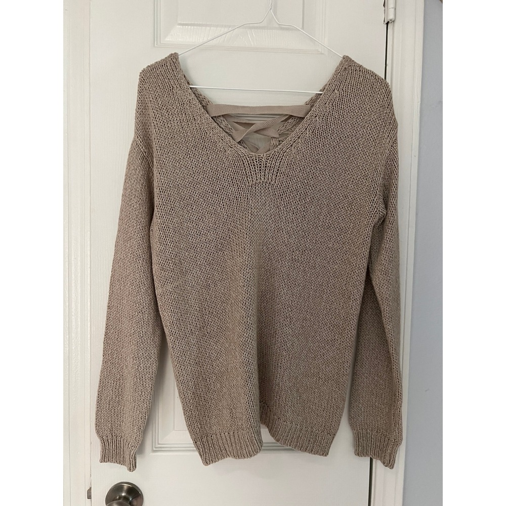 Harper Heritage Sweater Womens‎ M Acrylic Blend Chunky Knit Crisscross Cream